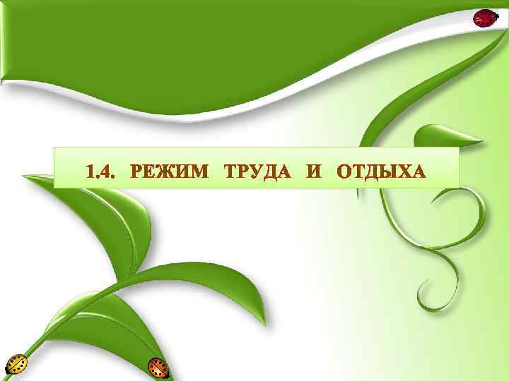 1. 4. РЕЖИМ ТРУДА И ОТДЫХА 