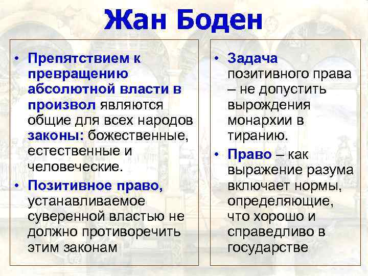Жан Боден • Препятствием к превращению абсолютной власти в произвол являются общие для всех
