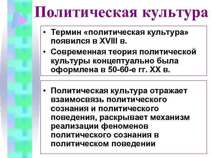 Политическая культура конспект 11 класс