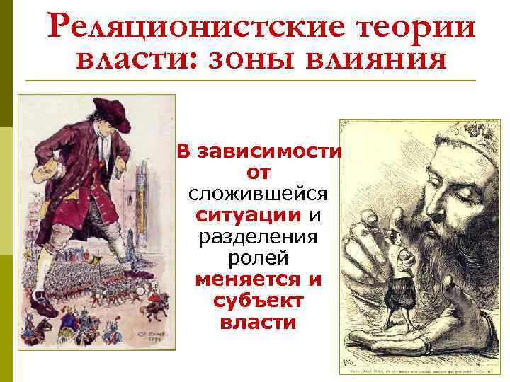 Реляционистские теории власти: зоны влияния В зависимости от сложившейся ситуации и разделения ролей меняется