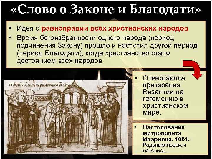  «Слово о Законе и Благодати» • Идея о равноправии всех христианских народов •