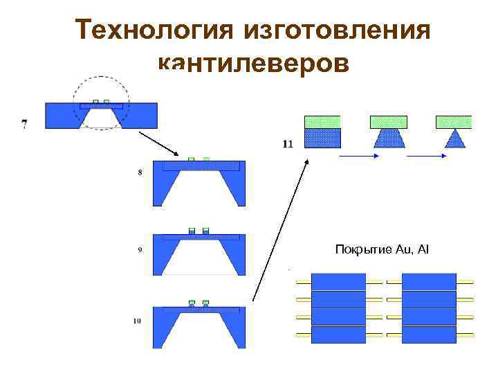 Технология изготовления кантилеверов Покрытие Au, Al 