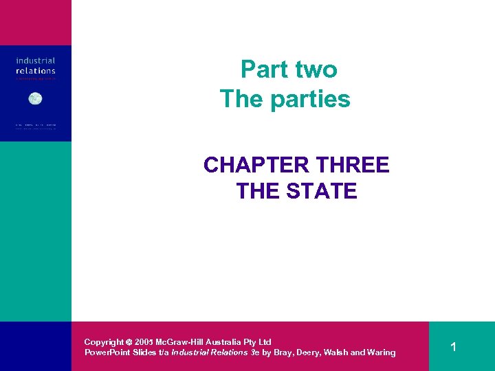 Part two The parties CHAPTER THREE THE STATE Copyright 2005 Mc. Graw-Hill Australia Pty