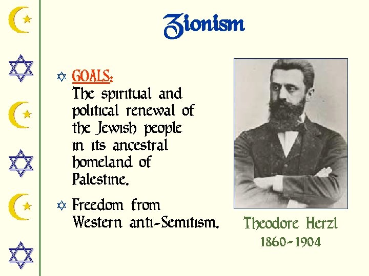 Zionism Y GOALS: The spiritual and political renewal of the Jewish people in its