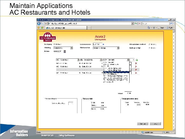 Maintain Applications AC Restaurants and Hotels Copyright 2007, Information Builders. Slide 23 