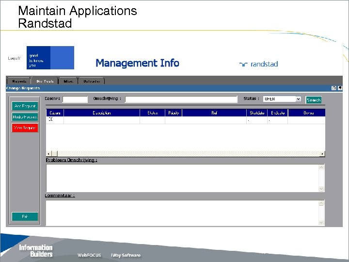 Maintain Applications Randstad Copyright 2007, Information Builders. Slide 32 