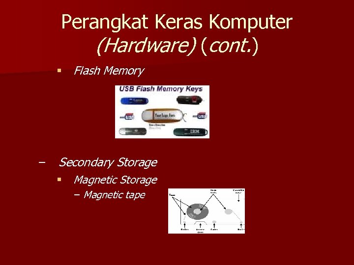 Perangkat Keras Komputer (Hardware) (cont. ) § Flash Memory – Secondary Storage § Magnetic