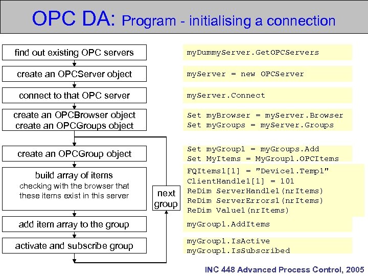 OPC DA: Program - initialising a connection find out existing OPC servers my. Dummy.