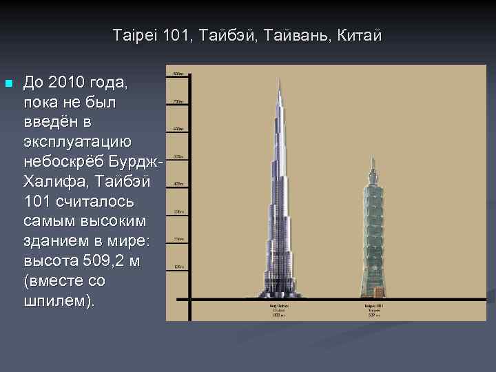 Taipei 101, Тайбэй, Тайвань, Китай n До 2010 года, пока не был введён в