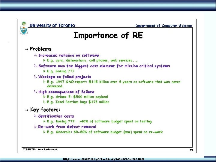 19 http: //www. mathstat. yorku. ca/~cysneiro/courses. htm 