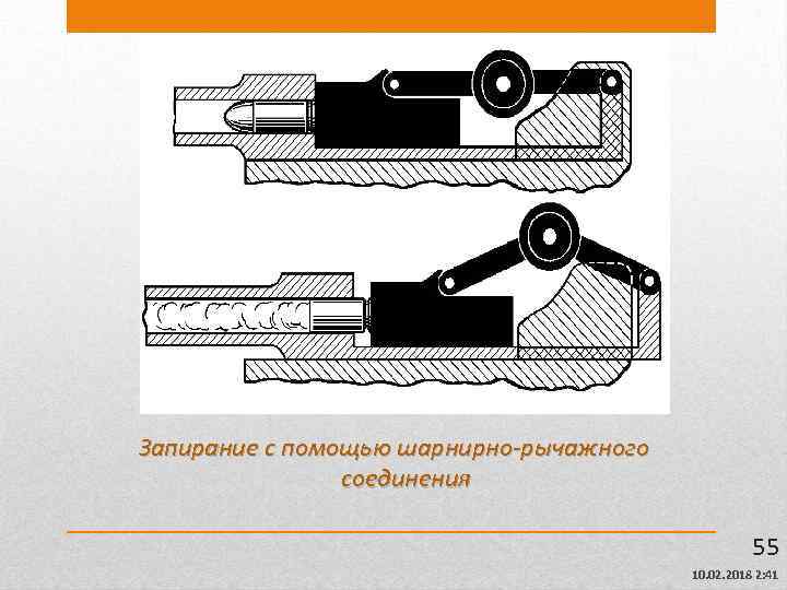 Запирание с помощью шарнирно-рычажного соединения 55 10. 02. 2018 2: 41 