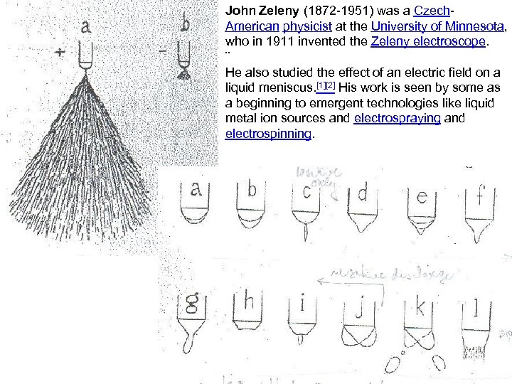 John Zeleny (1872 -1951) was a Czech. American physicist at the University of Minnesota,