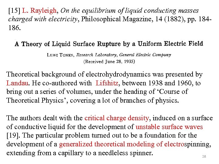 [15] L. Rayleigh, On the equilibrium of liquid conducting masses charged with electricity, Philosophical