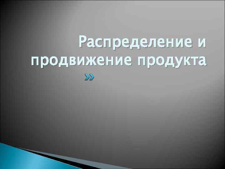 Распределение и продвижение продукта 