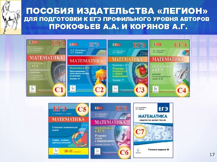 ПОСОБИЯ ИЗДАТЕЛЬСТВА «ЛЕГИОН» ДЛЯ ПОДГОТОВКИ К ЕГЭ ПРОФИЛЬНОГО УРОВНЯ АВТОРОВ ПРОКОФЬЕВ А. А. И
