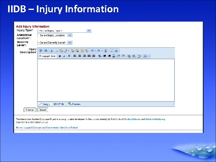 IIDB – Injury Information 