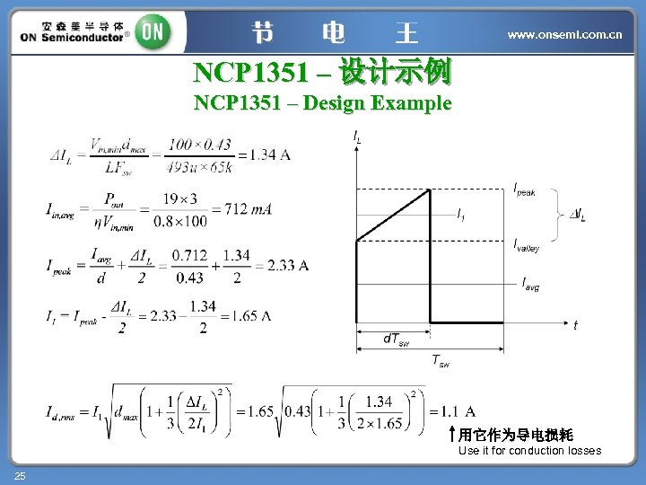 www. onsemi. com. cn NCP 1351 – 设计示例 NCP 1351 – Design Example 用它作为导电损耗