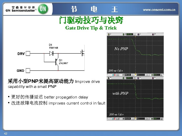 www. onsemi. com. cn 门驱动技巧与决窍 Gate Drive Tip & Trick No PNP 200 ns