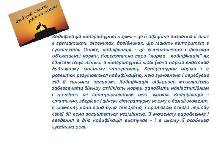 Кодифікація літературної норми - це її офіційне визнання й опис в граматиках, словниках, довідниках,