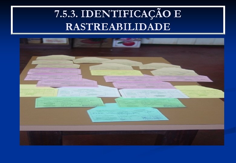 7. 5. 3. IDENTIFICAÇÃO E RASTREABILIDADE 