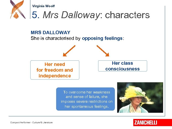 Jonathan Swift Virginia Woolf 5. Mrs Dalloway: characters MRS DALLOWAY She is characterised by