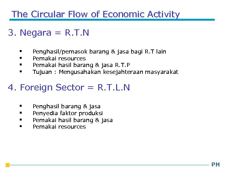 The Circular Flow of Economic Activity 3. Negara = R. T. N § §