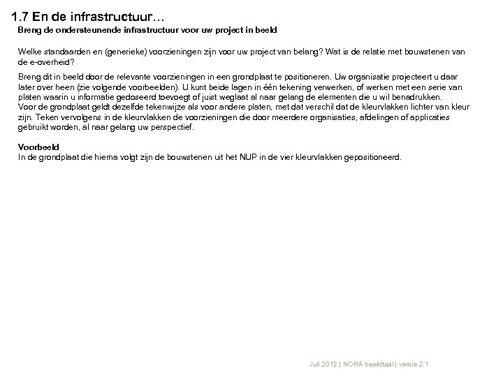 1. 7 En de infrastructuur… Breng de ondersteunende infrastructuur voor uw project in beeld