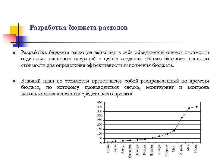 Разработка бюджета расходов n n Разработка бюджета расходов включает в себя объединение оценок стоимости