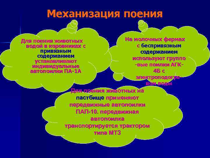 Механизация поения Для поения животных водой в коровниках с привязным содержанием устанавливают индивидуальные автопоилки