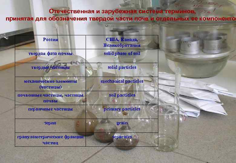 Отечественная и зарубежная система терминов, принятая для обозначения твердой части почв и отдельных ее