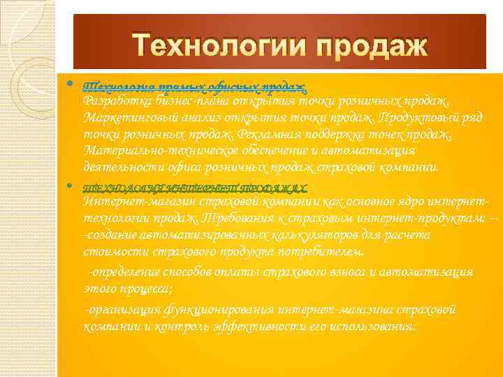 Технологии продаж Разработка бизнес-плана открытия точки розничных продаж. Маркетинговый анализ открытия точки продаж. Продуктовый