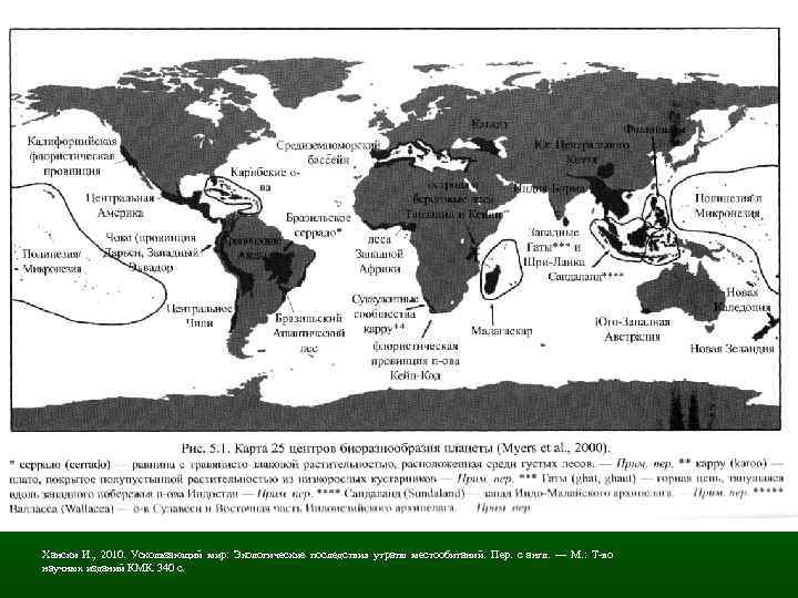 Хански И. , 2010. Ускользающий мир: Экологические последствия утраты местообитаний. Пер. с англ. —