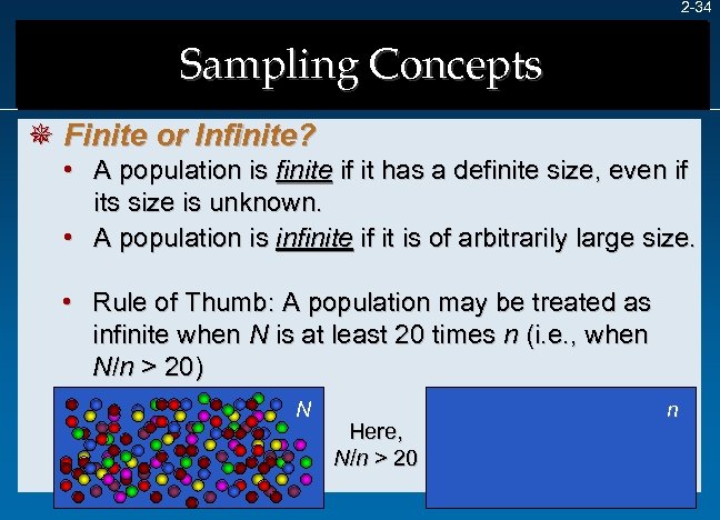 2 -34 Sampling Concepts ¯ Finite or Infinite? • A population is finite if