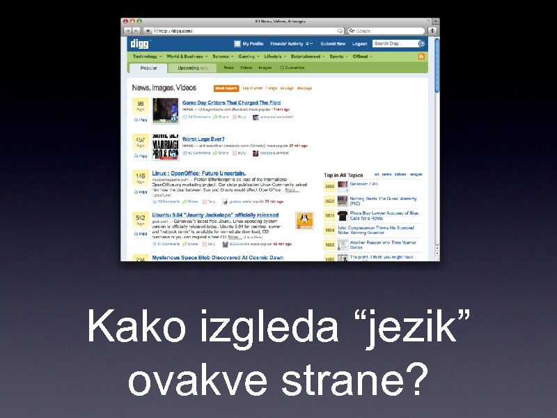 Kako izgleda “jezik” ovakve strane? 