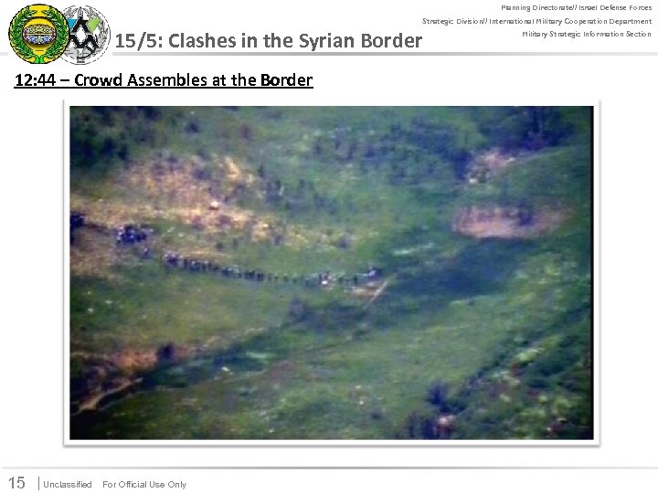 For Official Use Only Planning Directorate// Israel Defense Forces Strategic Division// International Military Cooperation