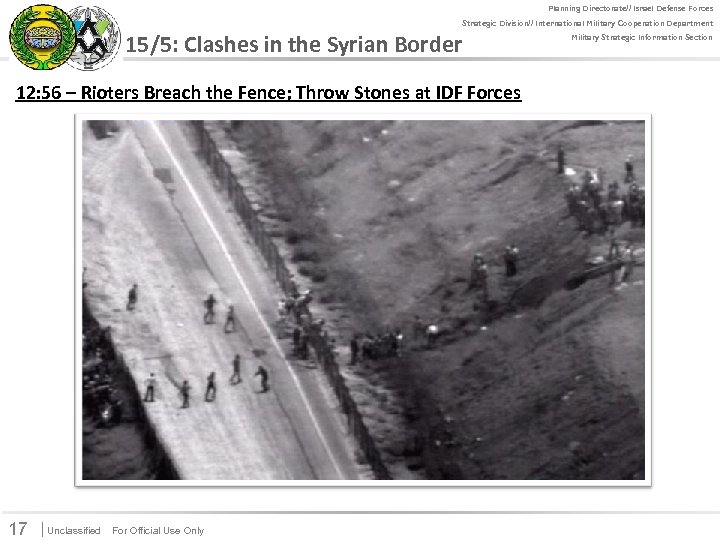 Planning Directorate// Israel Defense Forces For Official Use Only Strategic Division// International Military Cooperation