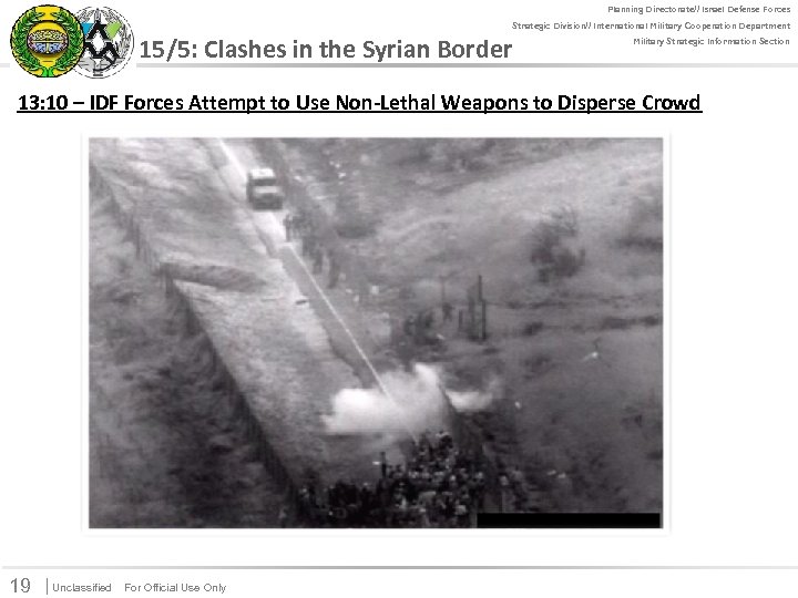 For Official Use Only Planning Directorate// Israel Defense Forces Strategic Division// International Military Cooperation