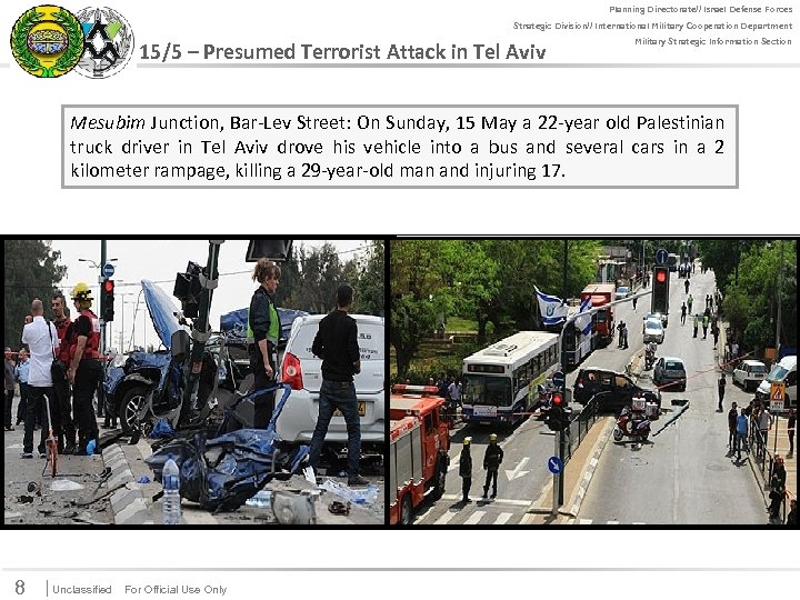 Planning Directorate// Israel Defense Forces For Official Use Only Strategic Division// International Military Cooperation