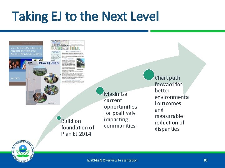 Taking EJ to the Next Level Build on foundation of Plan EJ 2014 Maximize