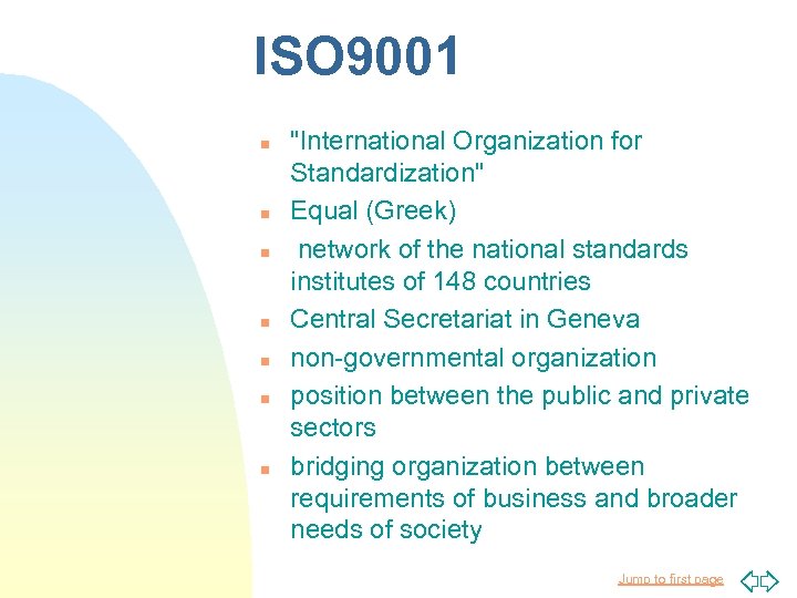 ISO 9001 n n n n 