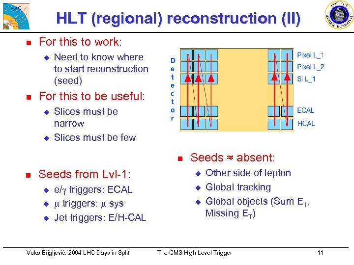 HLT (regional) reconstruction (II) n For this to work: u n Need to know