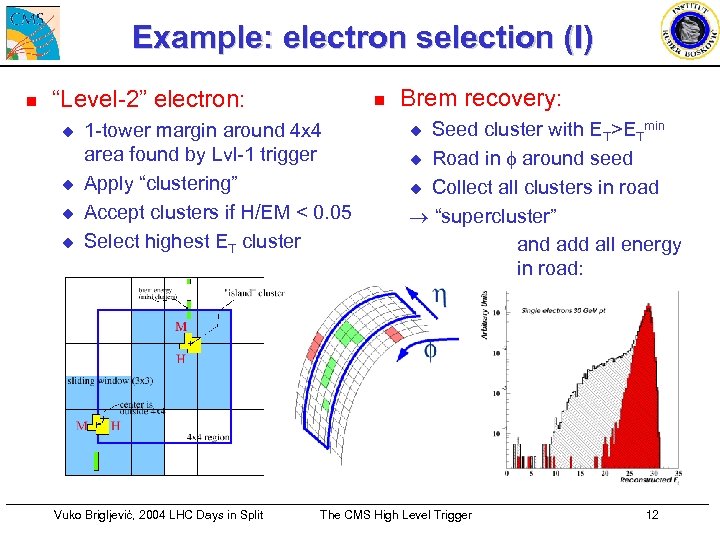Example: electron selection (I) n “Level-2” electron: u u n 1 -tower margin around