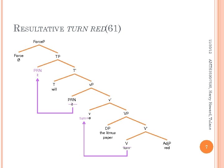 RESULTATIVE TURN RED(61) 11/30/12 Force. P Force Ø TP ANTH 3590/7590, Harry Howard, Tulane