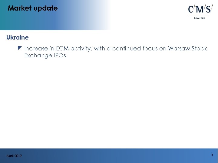 Market update Ukraine z Increase in ECM activity, with a continued focus on Warsaw