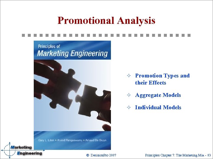 Promotional Analysis ² Promotion Types and their Effects ² Aggregate Models ² Individual Models