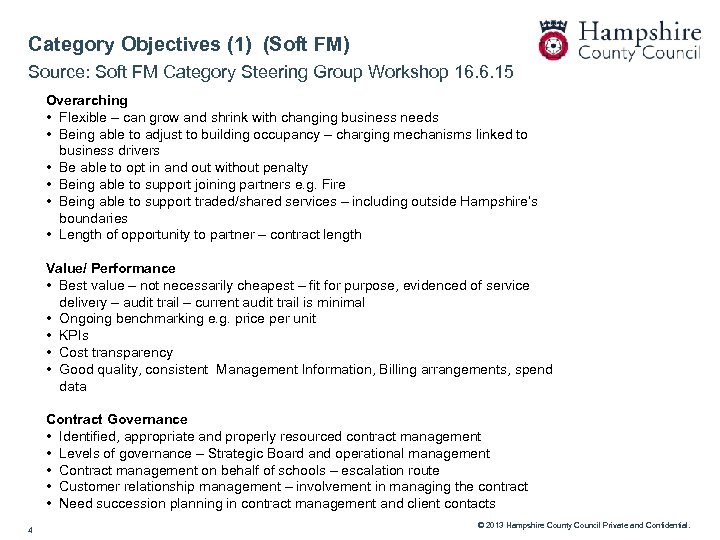 Category Objectives (1) (Soft FM) Source: Soft FM Category Steering Group Workshop 16. 6.