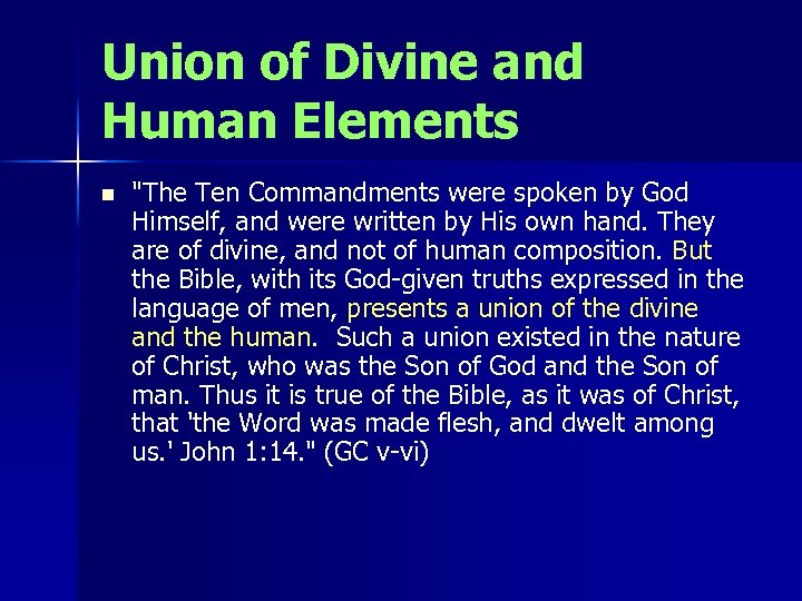 Union of Divine and Human Elements n 