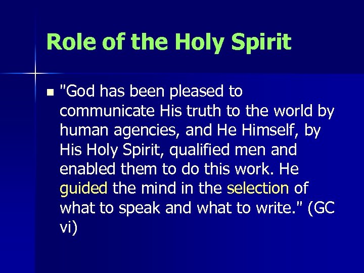 Role of the Holy Spirit n 