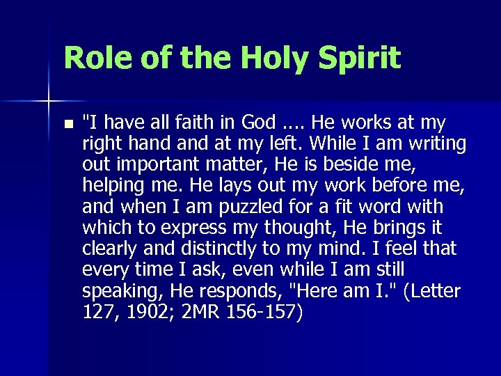 Role of the Holy Spirit n 