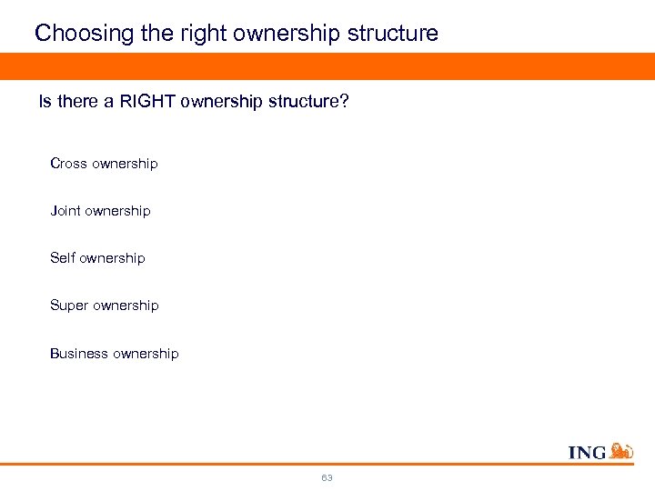 Choosing the right ownership structure Is there a RIGHT ownership structure? Cross ownership Joint